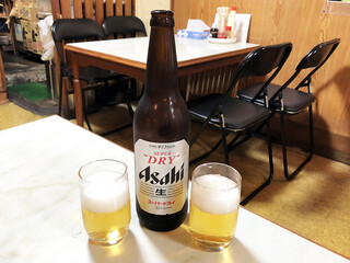 Tamagawa Shokudou - 大瓶ビール660円。1本勝負のつもりだったのに、2本になってしまいました