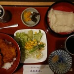 藤屋本店 - ミニソースカツ丼セット(ひもかわうどんに変更)