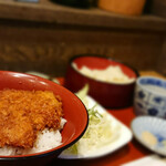 藤屋本店 - ミニソースカツ丼セット(ひもかわうどんに変更)