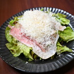 Raw Prosciutto and fluffy cheese salad