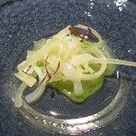 ローザネーラ - 長崎産剣先烏賊とセロリのパスタ仕立て
      　ムール貝のジュレとブロッコリーのブレア