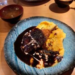 Wainto Suminone Shokudou Masuda - アジフライ&デミオムライス、サラダと味噌汁つき　1,000円税込