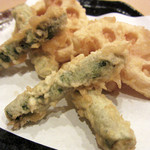 天ぷら 大塚 - アスパラガス　蓮根