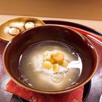 赤坂 菊乃井 - ⚫【蓋物】「甘鯛蕪蒸し  雲丹  銀杏  百合根  木耳  山葵  銀餡」