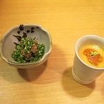 うえ村 - 雲丹の茶碗蒸しと魚の味噌煮