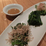 さい賀 - 山菜のおひたし（ワラビ、アイコ、ミズ）