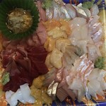 よねさん - わがまま言って作っていただいた巨大刺し盛り。石垣貝が特に良かったです。