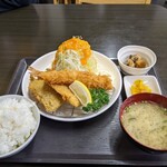 Taiyou Shokudou - あじ&海老のフライ定食(本日のおすすめ)