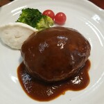 キッチン ブルー グローブ - ハンバーグのアップ