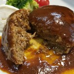 キッチン ブルー グローブ - ハンバーグの断面