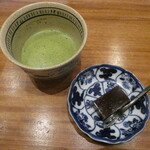 天婦羅 みやしろ - デザートの羊羹・抹茶