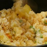 天婦羅 みやしろ - 炊き込みご飯に海老帆立のかき揚げ