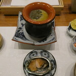 天婦羅 みやしろ - ⑥鮑肝ソースしゃぶしゃぶ+雲丹