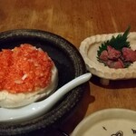 Izumiya - 明太豆腐 · 温泉レバー