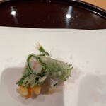 天ぷら 京星 - 大葉で巻いたかに