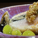 松石 - 鰆、ちぢみ小松菜、銀杏、皮蛋の揚げ物