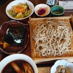 和食処　田舎家 - （２日目昼）鴨汁そばとおにぎり（昆布）