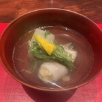 賛否両論 - お吸い物
      源助大根と牡蠣の豚巻き