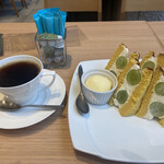 Bummei Dou Kafe - カステラフルーツサンド、ドリンクセット