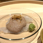 温石 - この日、一尾だけ揚がったというウマヅラ。パンパンであろう旨味濃厚な肝を醤油に、これまた昇天！