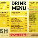 フィッシュ 新宿店 - ドリンクメニュー