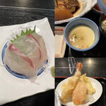 Haman Kora - セットの刺身、天ぷら　見切れた茶碗蒸し