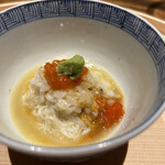 温石 - 休む暇は与えません(^^)
      ドウマン蟹のおじや。内子のソースが、また隠し切れない旨味で、極限の美味しさではないか！