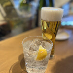 Teppan Youshoku Sobu - 生ビールと塩レモンサワーで乾杯♪