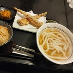 讃岐うどん白庵 - ちくわ天セット(あつあつ)@920円　かやくご飯選択