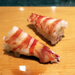 嶋鮨 - 天然えび。身の厚さに驚き。プリプリの歯ごたえからの甘みです