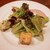 Naga～n cucina italiana - レタスのサラダに小さな前菜が3種類、ボローニャハムに細いパスタ入りのグラタン、風味良いポテトサラダなど凝った味わい