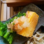 遊の丘 - 出汁巻き卵(大根下ろし付)、菜の花の御浸し(R3.3.20撮影)