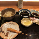 串揚げ 名倉 - まずはサイマキ海老