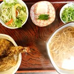 そば処 あおき - ミニ天丼セット(蕎麦は温でかけ)