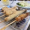 Kushikatsu Tanaka - 季節の５本盛り(串カツ豚、ホタテ、レンコン、子持ちししゃも、ほぼカニ)