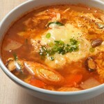 Delicious and spicy cheese short rib soup