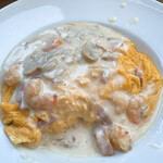 飛行船スタイル 南條 - 海老とマッシュルーム白ワインクリームソース