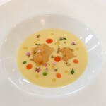 フラワーホテル - 冷製コーンとウニのスープ（予約コース料理）