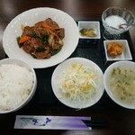 四葉酒場 - 豚たん炒め(爆炒脆舌) 定食