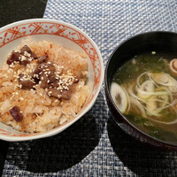 日本料理・鉄板焼 はや瀬 - ガーリックライスとお味噌汁