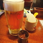 まんまる商店 - 生ビールとお通しの野菜スティック