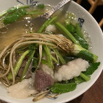 獣肉と酒 ぼんくら - 穴熊は初めて食しましたが甘やかな脂とセリの香りが良く合う〜