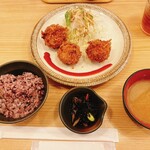 Teshio Gohan Gen - エビクリームコロッケ定食(雑穀米)_¥1,080