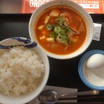松屋 - 海鮮豆腐キムチチゲセット(ご飯特盛り)。