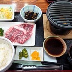 前沢サービスエリア（上り線） レストラン - 岩手県産牛コンロ焼きセット ¥3000