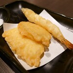 Yuzu An - 黒毛牛しゃぶしゃぶ膳(1,980円)の天ぷら