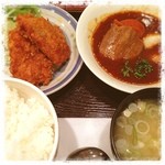 定食屋ジンベイ - タンシチューとマグロカツの定食(¥990円)をいただきまーす