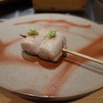 鳥匠 いし井 - ささみ【塩】(天草大王)、山葵載せ