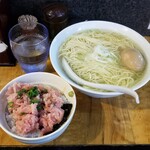 塩そば専門店 桑ばら - ネギトロ丼と塩かけそばの定食