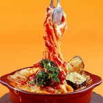 Cheese Volcano Thick Sliced Bacon and Broccoli Tomato Sauce Lunch Set